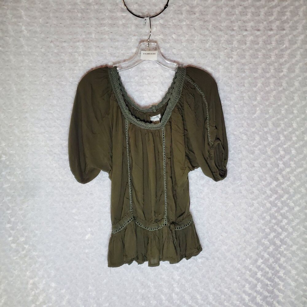 Pinky Women's Olive Green Rayon Blouse Size M
